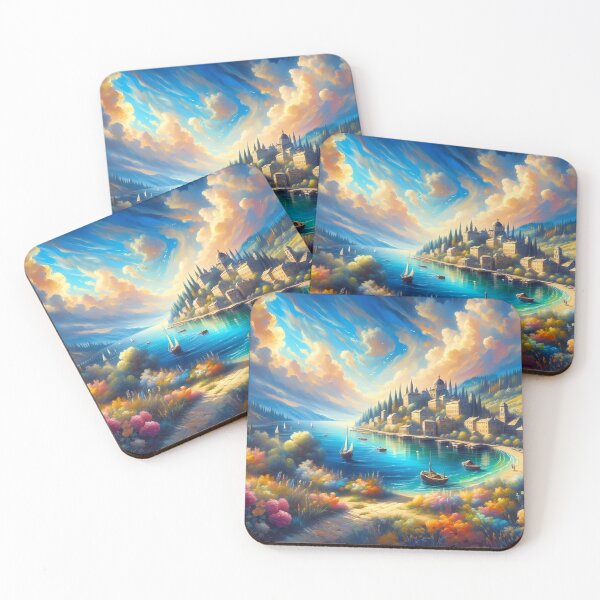 Item preview, Tranquil Coastal Village designed and sold by Vitalka-uk.
