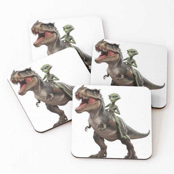 Item preview, ALIEN RIDING A T-REX DINOSAUR designed and sold by LUCKYHONU.