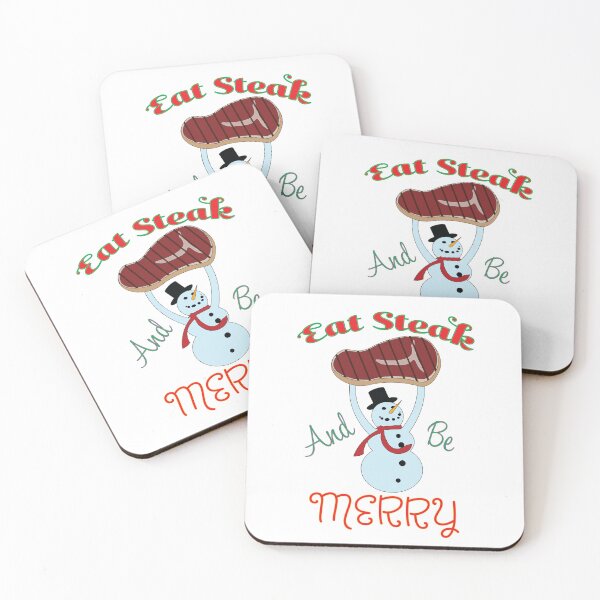 Item preview, "Eat Steak and Be Merry" steak lovers holiday shirt designed and sold by HuzzaCreative.