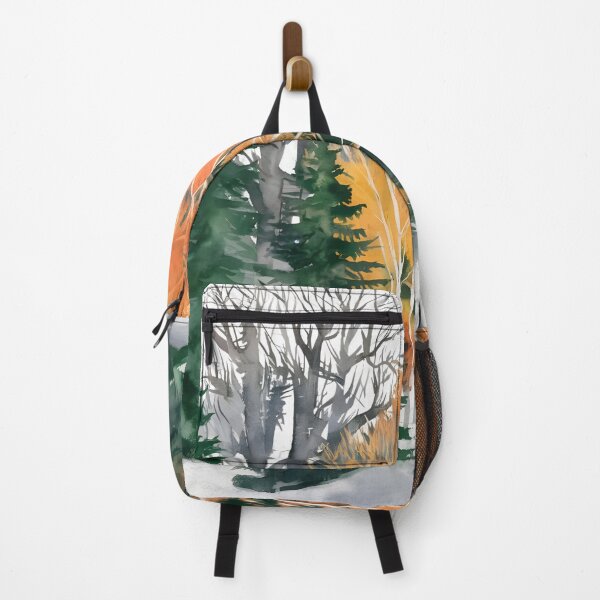 Item preview, Autumn Pines and Birch Watercolor Landscape designed and sold by Arthaven10 ⭐⭐⭐⭐⭐.