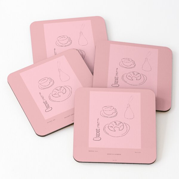 Item preview, Boho Pink Croissant and Coffee designed and sold by bowsbotanicals.