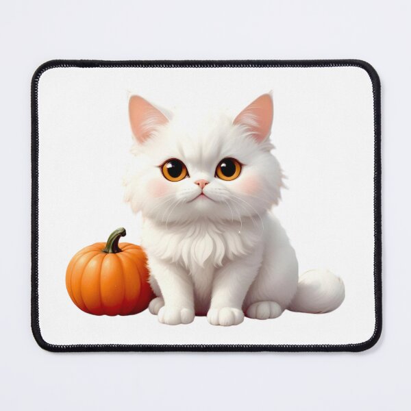 Item preview, PRETTY WHITE CAT WITH PUMPKIN STICKER designed and sold by Arts4U.