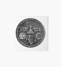 Israel 70 Year Anniversary Coin Art Featuring Cyrus and Trump (Front) Art Board