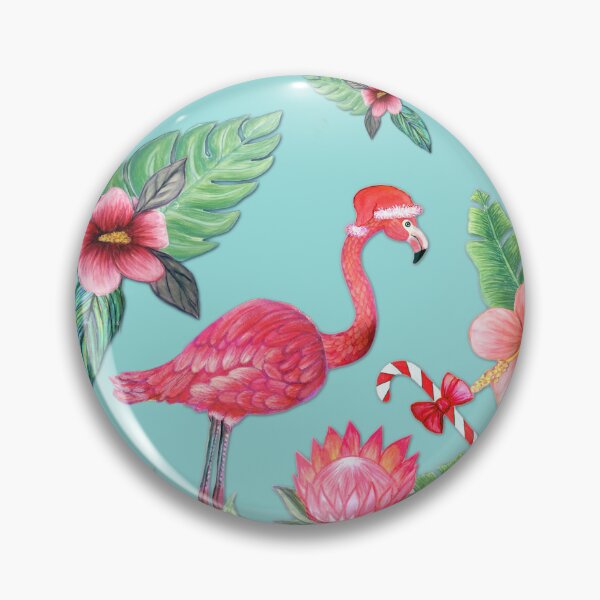 Item preview, Christmas Flamingo Santa Tropical floral designed and sold by MagentaRose.