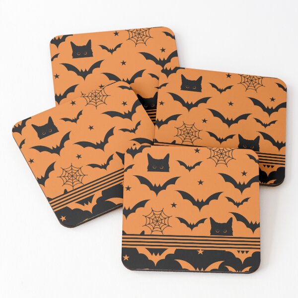 Item preview,  Black Cat Halloween Bats Seamless Orange Mixed Pattern  designed and sold by Raise2Shine.