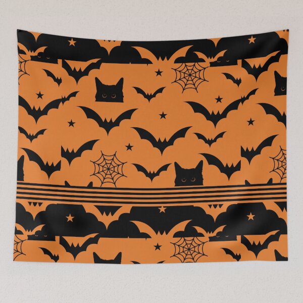 Item preview,  Black Cat Halloween Bats Seamless Orange Mixed Pattern  designed and sold by Raise2Shine.