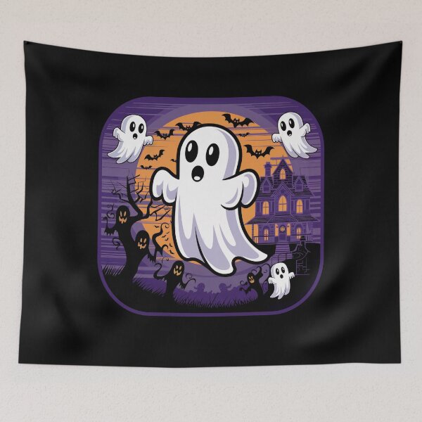 Item preview, Halloween Scene Ghosts  And Spooky Trees Colorful Design No. 3 designed and sold by ZIPsketch.