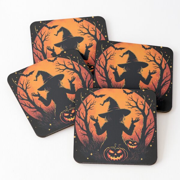 Item preview, Halloween Night - Witch Silhouette and Pumpkins designed and sold by FunnyFarmDesign.