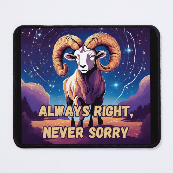 Item preview, Aries Zodiac Sign – "Always Right, Never Sorry" Funny T-Shirt Design designed and sold by CrazyDuoTeam.