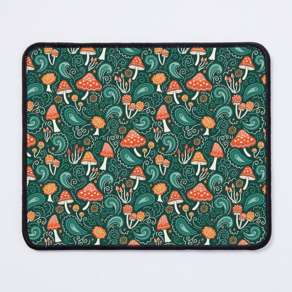 Item preview, Whimsical Forest Fungi and Paisley Swirls, Toadstool Pattern, Forest Green Design designed and sold by CEB1700.