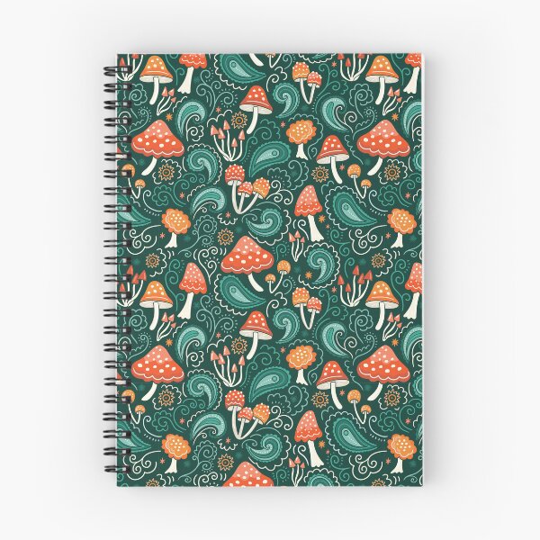 Item preview, Whimsical Forest Fungi and Paisley Swirls, Toadstool Pattern, Forest Green Design designed and sold by CEB1700.