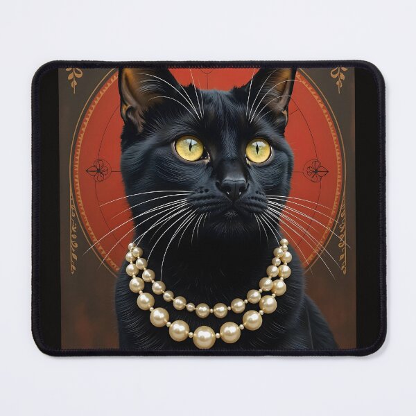 Item preview, Art Deco Posh Black Cat With Pearls Portrait  designed and sold by JoyPhotoArt.