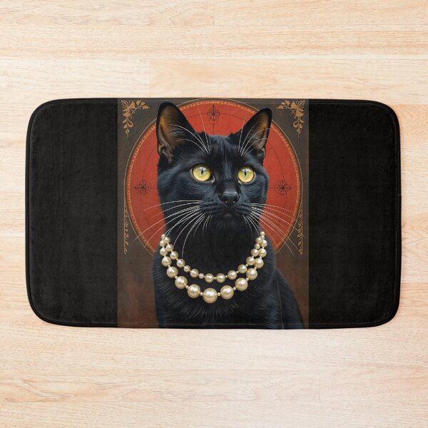 Item preview, Art Deco Posh Black Cat With Pearls Portrait  designed and sold by JoyPhotoArt.