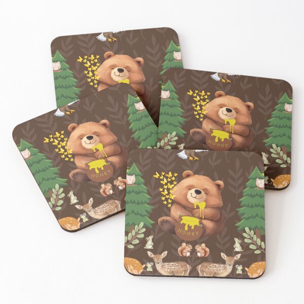 Item preview, Woodland Harmony - Bear with Honey and Forest Animals designed and sold by JoeysPODShop.