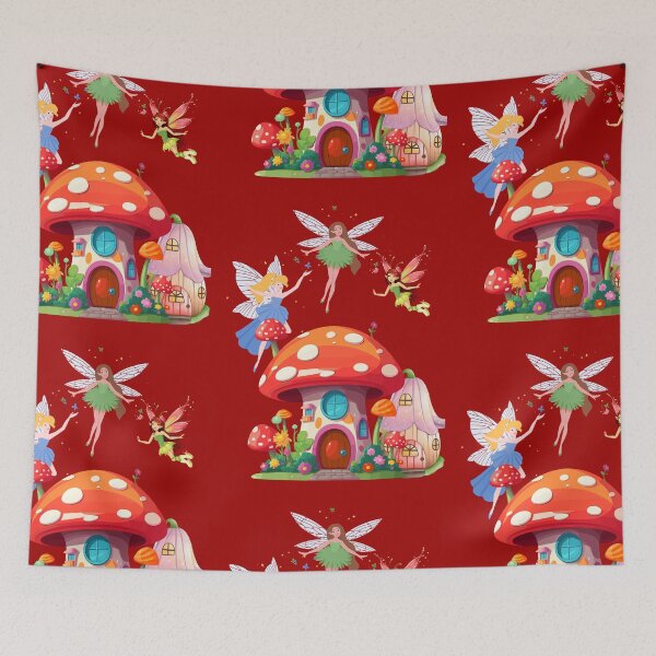 Item preview, Fairy Village - Whimsical Fairies and Mushroom Houses designed and sold by JoeysPODShop.