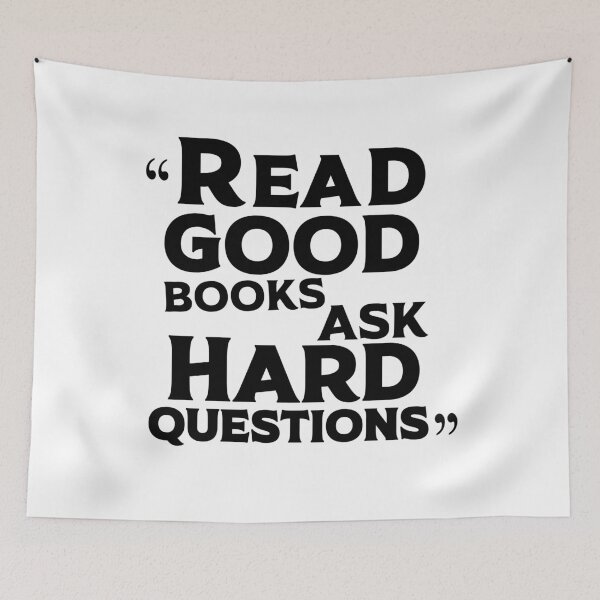 Item preview, Read good books and ask hard questions quote books lover designed and sold by REDDLINE.