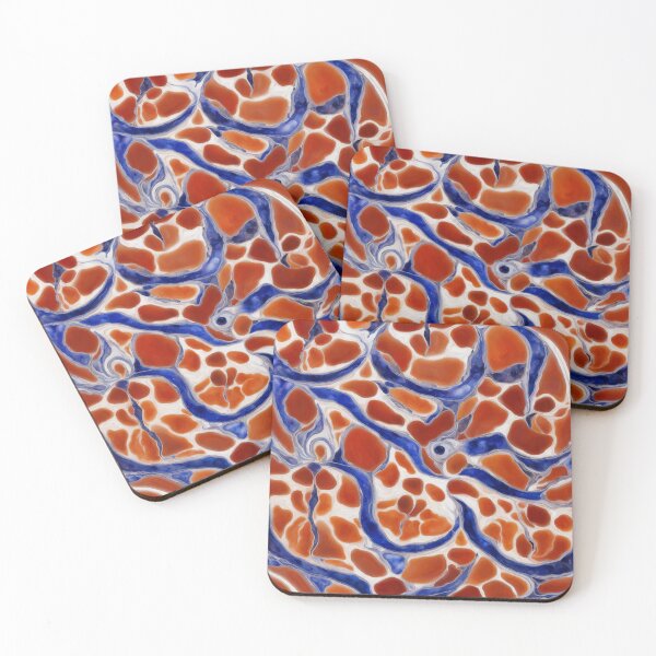 Item preview, PATTERN 049- CARNELIAN AND SODALITE MARBLE STONE - Gift items and personal use / Marble, Carnelian, Sodalite, Gemstone, White,  Orange, Blue, Velvet, Abstract, Broken Glass,  Art designed and sold by LumDesignArt.