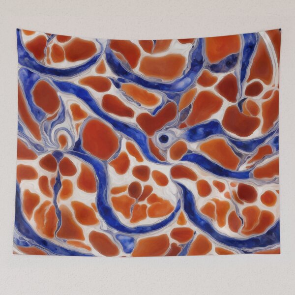 Item preview, PATTERN 049- CARNELIAN AND SODALITE MARBLE STONE - Gift items and personal use / Marble, Carnelian, Sodalite, Gemstone, White,  Orange, Blue, Velvet, Abstract, Broken Glass,  Art designed and sold by LumDesignArt.