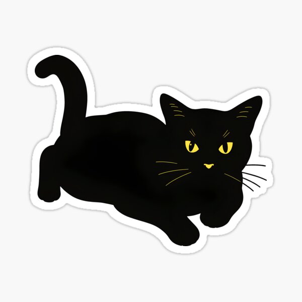 Mysterious Black Cat with Golden Eyes Sticker