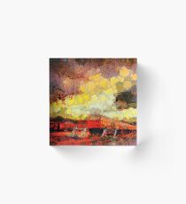 Train station with troubled skies Acrylic Block