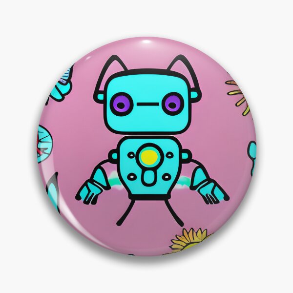 Item preview, Robot with Blue Butterflies and Angry Sun designed and sold by omgnovalynn.