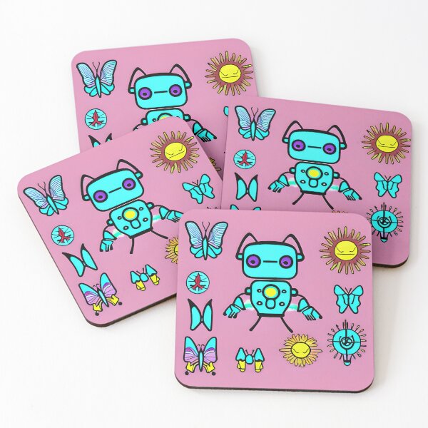 Item preview, Robot with Blue Butterflies and Angry Sun designed and sold by omgnovalynn.