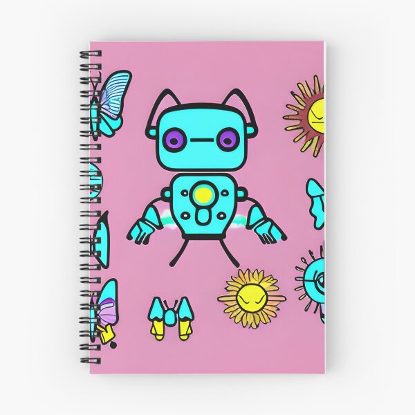 Item preview, Robot with Blue Butterflies and Angry Sun designed and sold by omgnovalynn.
