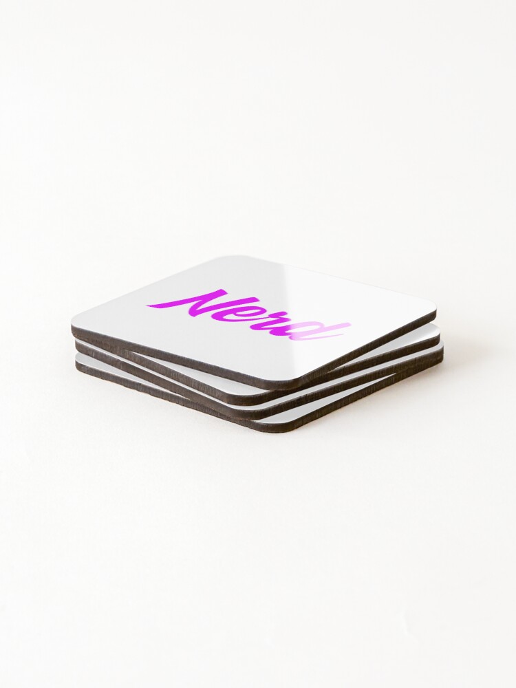 Thumbnail 4 of 5, Coasters (Set of 4), Nerd - Pink Script designed and sold by IfDesignGroup.