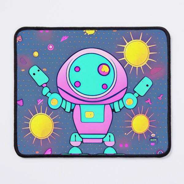 Item preview, Cute Robot with Four Eyes and Yellow Suns designed and sold by omgnovalynn.