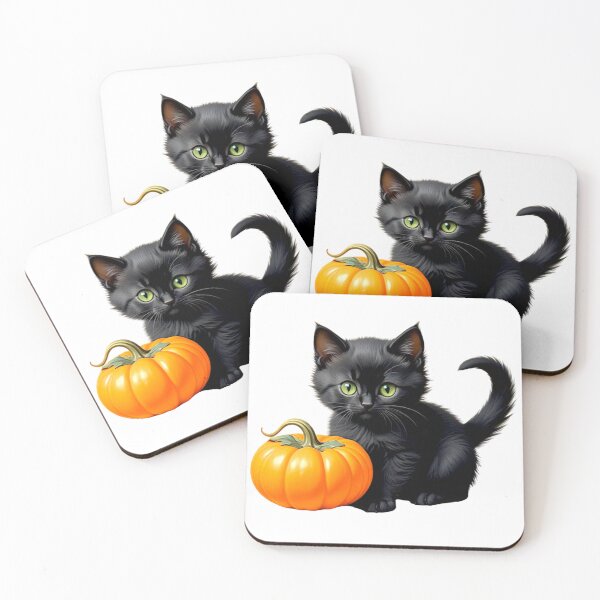 Item preview, CUTE HALLOWEEN BLACK CAT FALL PUMPKIN VINTAGE STICKER designed and sold by Arts4U.