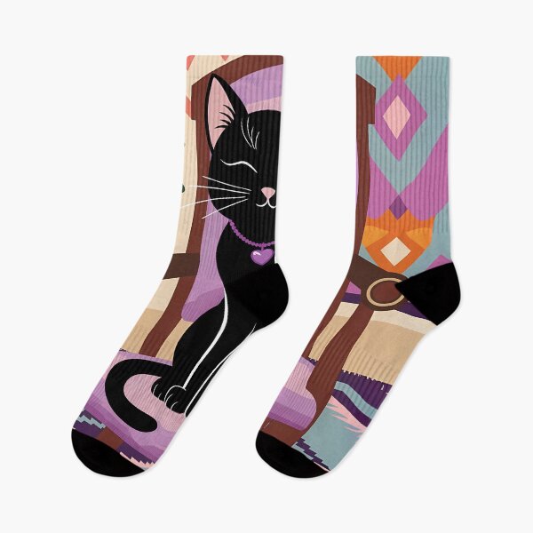 Item preview, Black Cat and Vibrant Retro Patterns designed and sold by Dshoppin.