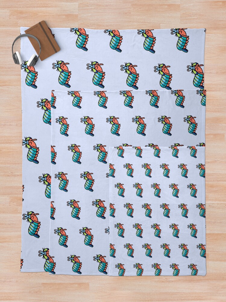 Thumbnail 5 of 6, Throw Blanket, Mantis Shrimp designed and sold by littlemandyart.