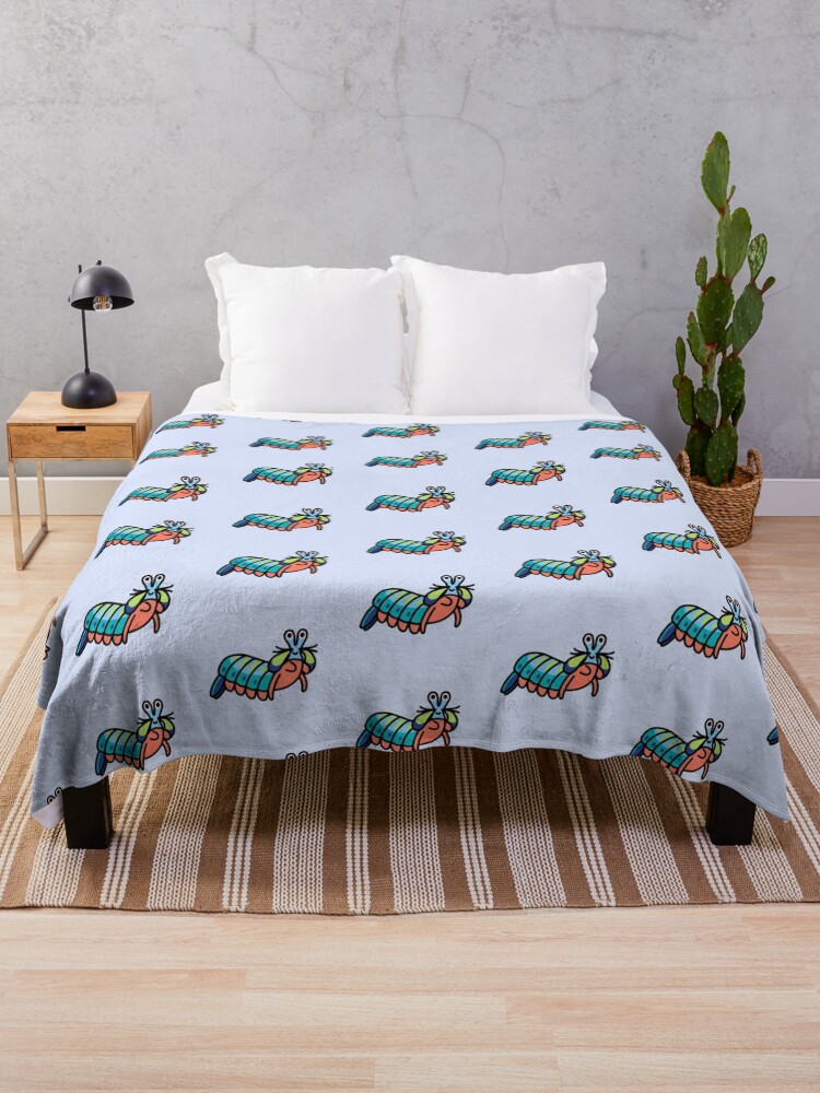 Thumbnail 1 of 6, Throw Blanket, Mantis Shrimp designed and sold by littlemandyart.