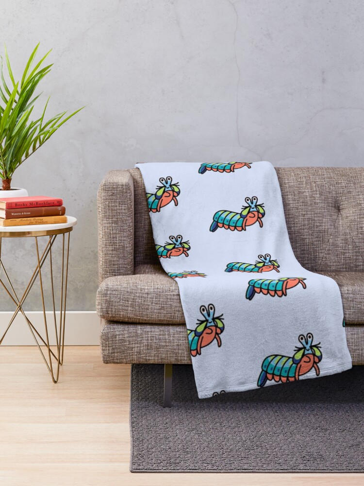 Thumbnail 2 of 6, Throw Blanket, Mantis Shrimp designed and sold by littlemandyart.