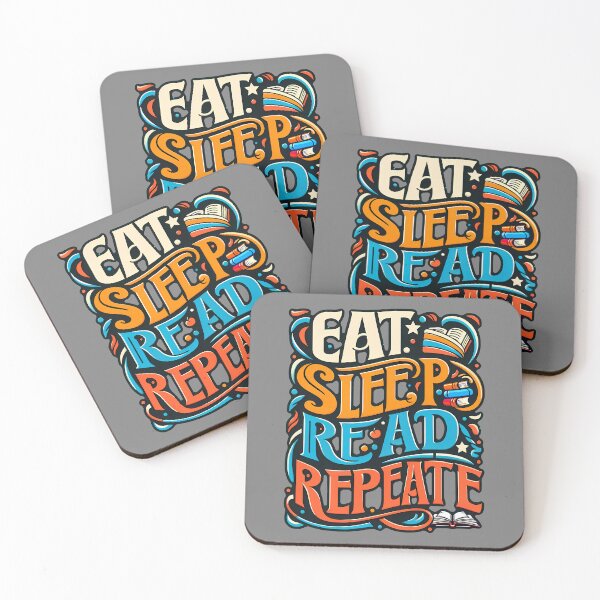 Item preview, eat sleep read repeat, typography designed and sold by maxmaj.