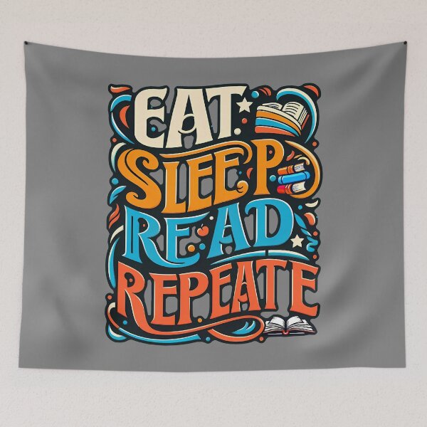 Item preview, eat sleep read repeat, typography designed and sold by maxmaj.