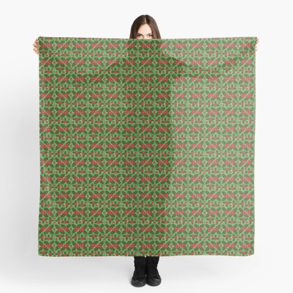Bokeh Holly Berries: Joyful Christmas Pattern Scarf