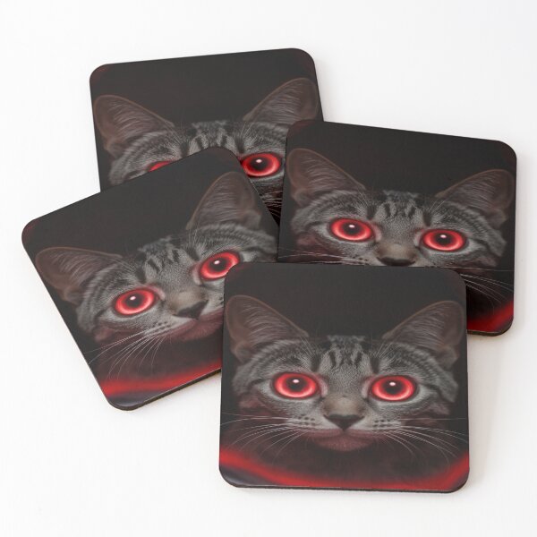 Item preview, Hypnotic Cat with Glowing Red Eyes – Mysterious Animal Art designed and sold by Tekumart.