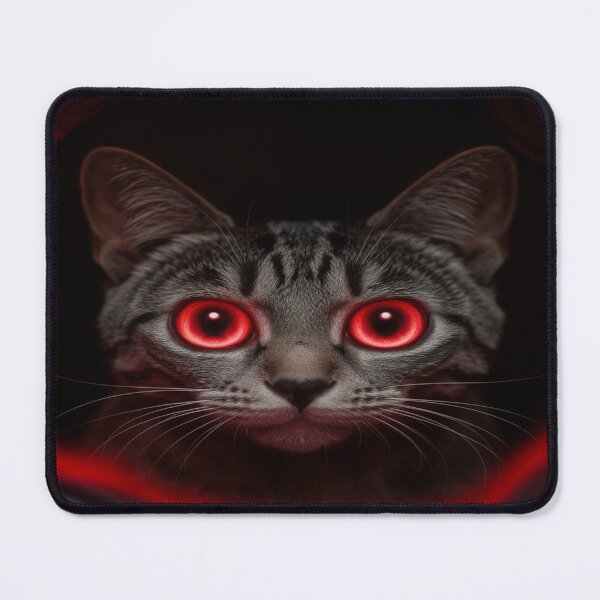 Item preview, Hypnotic Cat with Glowing Red Eyes – Mysterious Animal Art designed and sold by Tekumart.