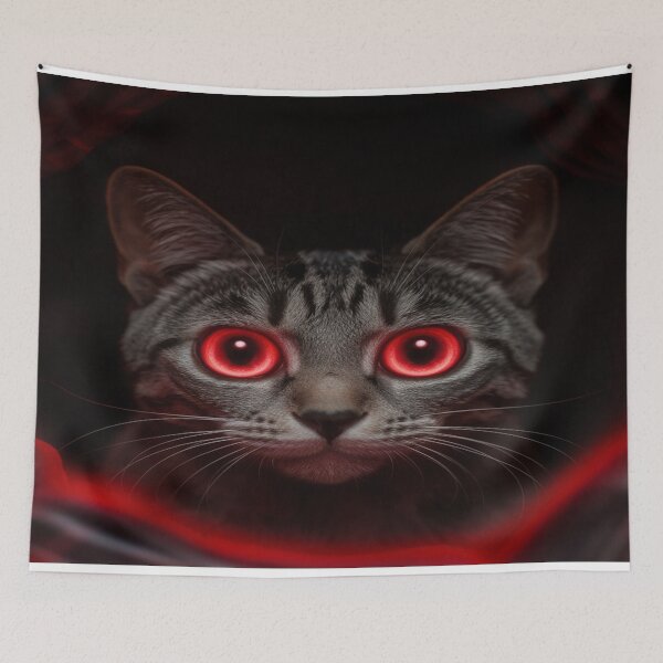 Item preview, Hypnotic Cat with Glowing Red Eyes – Mysterious Animal Art designed and sold by Tekumart.