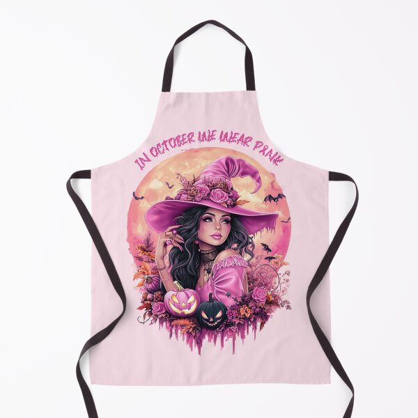 Item preview, In October We Wear Pink Halloween Witch designed and sold by QuirkyChicArts.