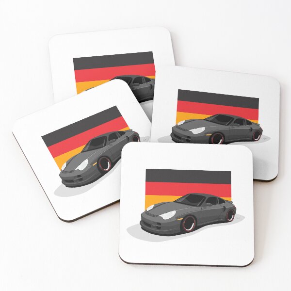 Item preview, Ilustración de la bandera alemana del Porsche 996 Turbo negro del año 2004 designed and sold by blackdogshop.