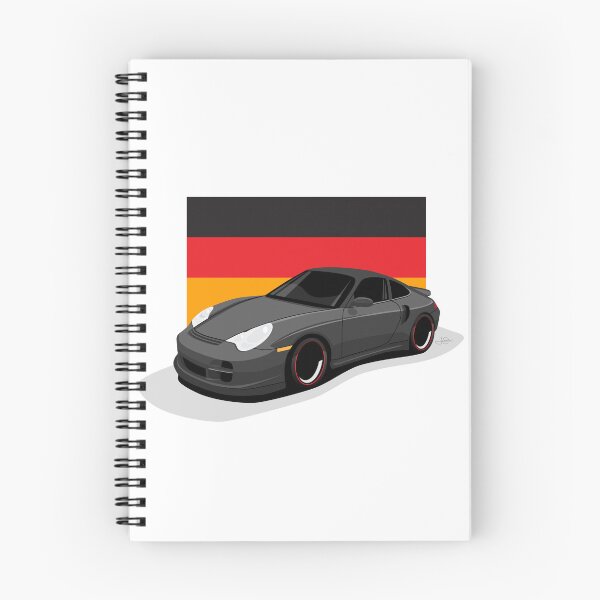 Artikelvorschau, 2004 schwarzer Porsche 996 Turbo deutsche Flagge Abbildung entworfen und verkauft von blackdogshop.