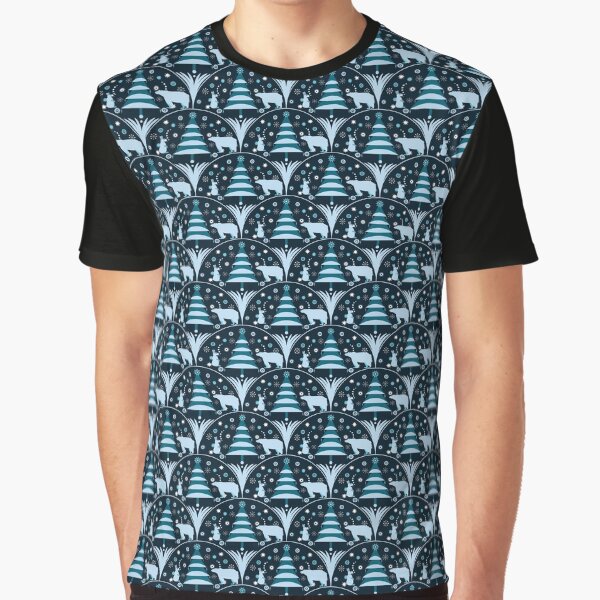 Winter Animal Holiday Snowy Forest Fun Graphic T-Shirt