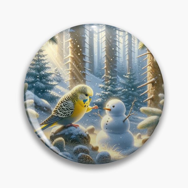 Item preview, Budgie in the Snow - Mucki’s Wintery Christmas Realm designed and sold by LegademaArt.