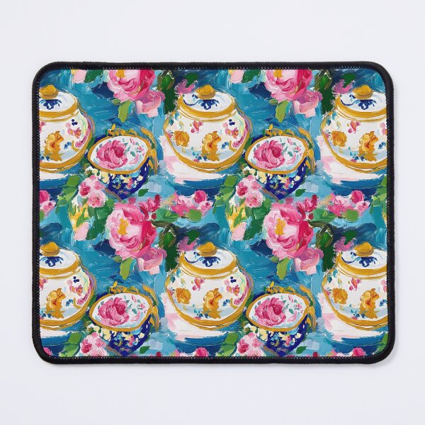 Item preview, Sevre porcelain and roses textured oil painting designed and sold by SophieClimaArt.