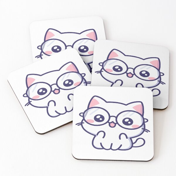 Item preview, Nerd cat 3, cute cat in kawaii chibi style wearing glasses designed and sold by AdrianMDesigns.