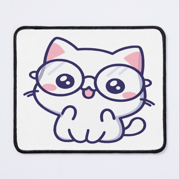 Item preview, Nerd cat 3, cute cat in kawaii chibi style wearing glasses designed and sold by AdrianMDesigns.