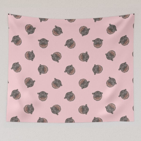 Item preview, Moo Deng Baby Pygmy Hippo Repeating Pattern (pink) designed and sold by Magnolia Valley Art.