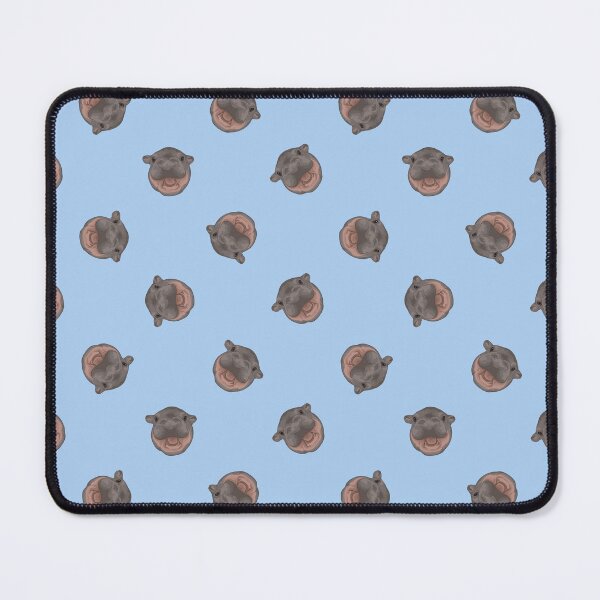 Item preview, Moo Deng Baby Pygmy Hippo Repeating Pattern (blue) designed and sold by Magnolia Valley Art.